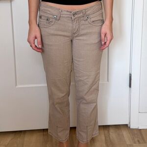 Brown Linen Low Rise Jeans